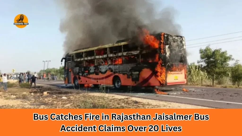 Bus Catches Fire in Rajasthan